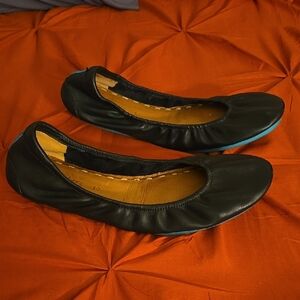 TIEKS, Black Leather Women's Ballet Flats